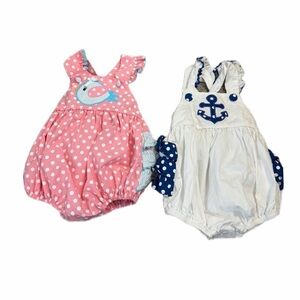 Stelly belly 12 month  anchor bird ruffle bubble bundle baby girl